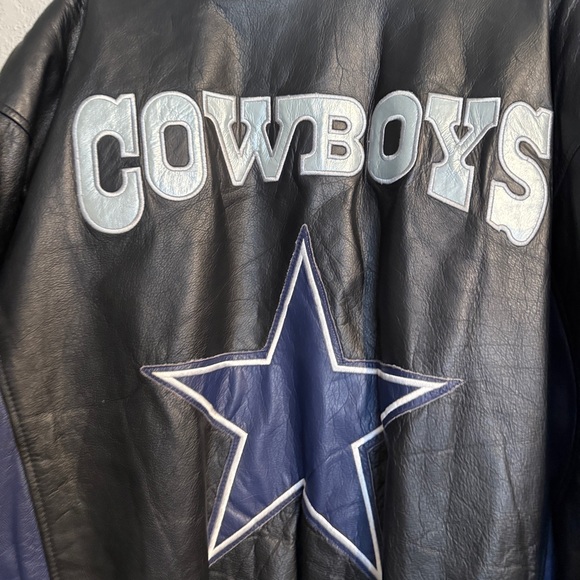 Vintage Dallas Cowboys Leather Jacket G-III Sports Carl Banks L NFL Full Leather - Picture 7 of 10